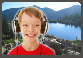 child with headphones